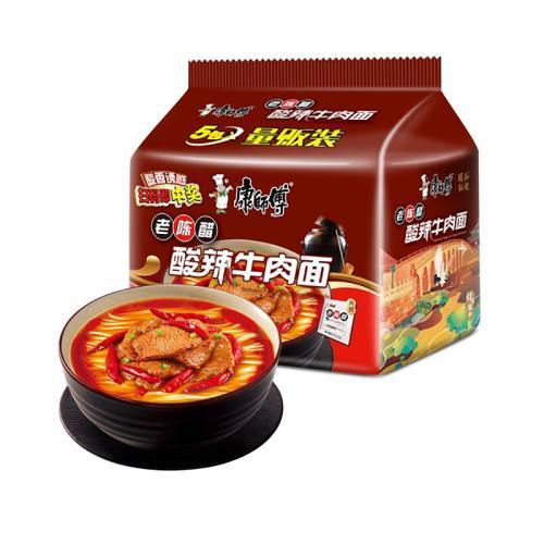 康师傅酸辣牛肉面 5连包