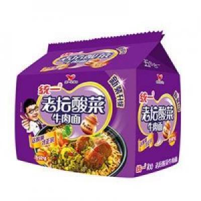 统一 老坛酸菜牛肉面 五连包